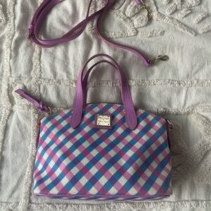 DOONEY & BOURKE pink and blue gingham handbag with crossbody strap